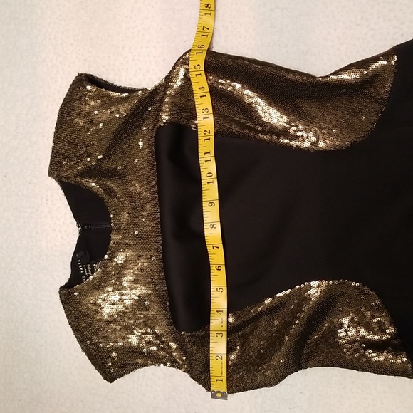 Ted Baker Gold-sequined Fitted Little Black Dress / Sz XS - Picture 14 of 17